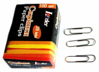 Скріпки 28 мм 100 штук нікельовані