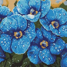 Алмазна мозаїка 40х40 АМО8228 Фіалки в росі "Ідейка"