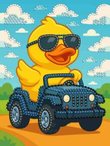 Алмазна мозаїка вибіркова 15х20 AMV1207 Качка на машині "Ідейка"