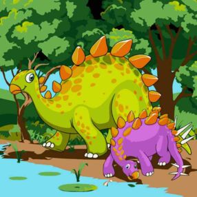 Розпис по номерах 30х30 ES-0833 Динозаври біля берега "Strateg"