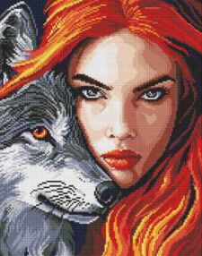 Алмазна мозаїка 40х50 АМО8239 Руда з вовком "Ідейка"