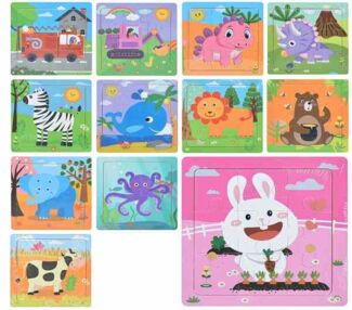 Деревяні пазли 9 деталей мікс видів MD 1534