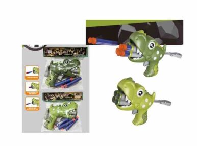Автомат іграшковий динозавр мякі кулі присоски 4 штуки 2 кольори 317 Автомат іграшковий динозавр мякі кулі присоски 4 штуки 2 кольори 317