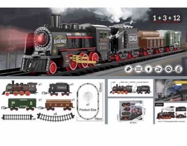 Залізниця локомотив вагон 3 штук пара дим USB музична 652-X16