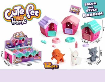 Ігровий набір з тваринами будиночок будка тварина аксесуари 3 види 2401-6