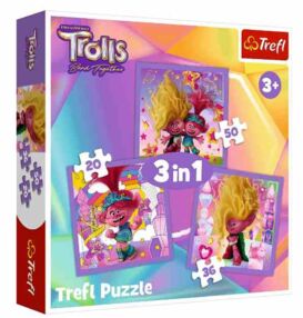 Пазли 3 в 1 Зустрічайте веселих тролів Trefl 34870