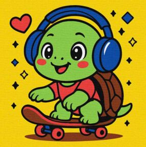 Розпис по номерах 25х25 КНО1290 Черепашка на скейті "Ідейка"