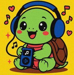 Розпис по номерах 25х25 КНО1295 Черепашка слухає музику "Ідейка"