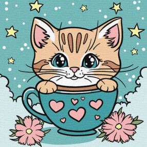 Розпис по номерах 25х25 КНО6280 Чудовий котик "Ідейка"