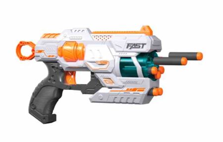 Іграшковий Пістолет механічний з м'якими набоями 12 штук Білий ВН703