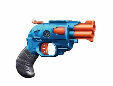 Іграшковий Пістолет механічний з подвійним дулом та м'якими набоями 6 штук Білий ВН326