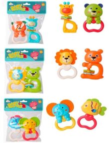 Брязкальце прорізувач набір тварини 3 види 2 кольори 8209В-10В-11В