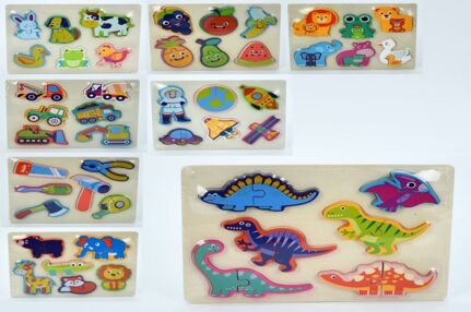 Деревяна іграшка рамка вкладиш 2в1 пазли 8 видів MD 1971