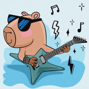 Розпис по номерах 30х30 КНО1275 Капібара рок-зірка "Ідейка"