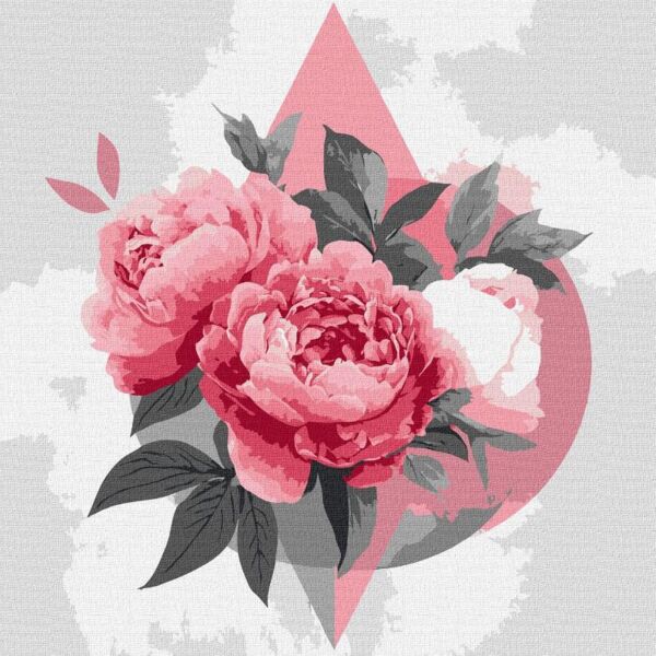 Розпис по номерах 30х30 КНО3315 Геометричні фігури з півоніями Ідейка Ціна (цена) 165.20грн. | придбати  купити (купить) Розпис по номерах 30х30 КНО3315 Геометричні фігури з півоніями Ідейка доставка по Украине, купить книгу, детские игрушки, компакт диски 0