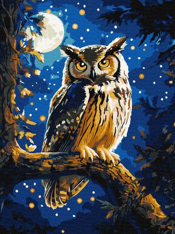 Розпис по номерах 30х40 КНО6681 Нічна сова з фарбами металік екстра Ідейка Ціна (цена) 176.30грн. | придбати  купити (купить) Розпис по номерах 30х40 КНО6681 Нічна сова з фарбами металік екстра Ідейка доставка по Украине, купить книгу, детские игрушки, компакт диски 0