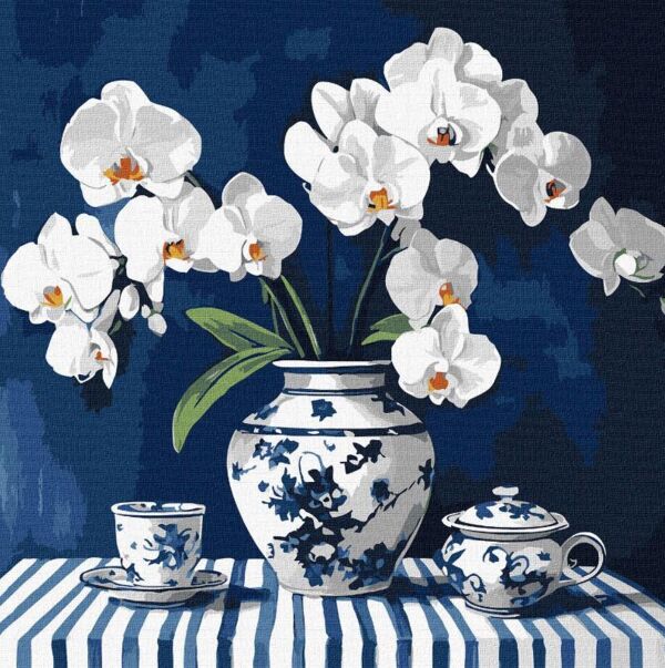 Розпис по номерах 40х40 КНО3312 Орхідея в порцеляні Ідейка Ціна (цена) 186.00грн. | придбати  купити (купить) Розпис по номерах 40х40 КНО3312 Орхідея в порцеляні Ідейка доставка по Украине, купить книгу, детские игрушки, компакт диски 0