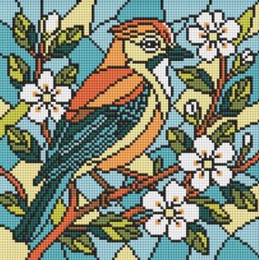 Алмазна мозаїка 30х30 АМО8317 Вітраж Сойка "Ідейка"