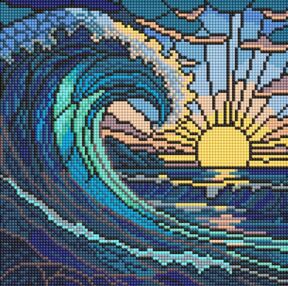 Алмазна мозаїка 30х30 АМО8320 Вітраж Хвиля "Ідейка"