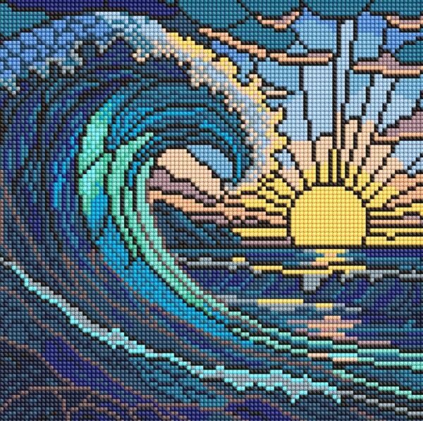 Алмазна мозаїка 30х30 АМО8320 Вітраж Хвиля Ідейка Ціна (цена) 236.80грн. | придбати  купити (купить) Алмазна мозаїка 30х30 АМО8320 Вітраж Хвиля Ідейка доставка по Украине, купить книгу, детские игрушки, компакт диски 0