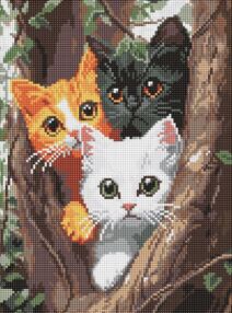 Алмазна мозаїка 30х40 АМО8299 Котики на дереві "Ідейка"