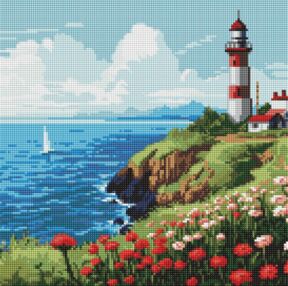 Алмазна мозаїка 40х40 АМО7969 Маяк на горизонті "Ідейка"