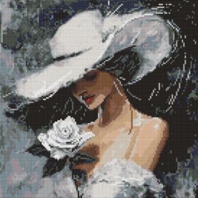 Алмазна мозаїка 40х40 АМО8329 Біла троянда "Ідейка"