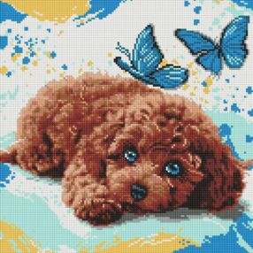 Алмазна мозаїка 40х40 АМО8337 Милий пудель "Ідейка"