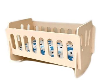 Ліжечко  колиска деревяне для ляльки персикове 43*24*25