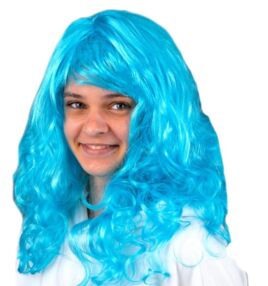 Карнавальна перука хвиляста блакитна KA-23-5134