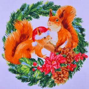 Розпис по номерах 40х40 SK058 Зимові білочки "Strateg"