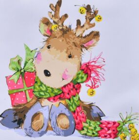 Розпис по номерах 40х40 SK061 Олень з подарунком "Strateg"