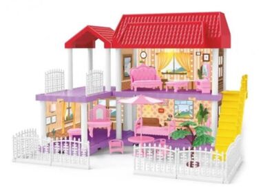 Дитячий ігровий будиночок 2 поверхи, меблі, лялька, світло 666-1А