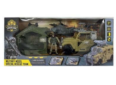 Військовий набір джип солдат зброя барикада снігохід 25028