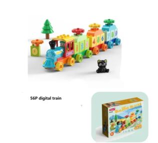 Конструктор поїзд деталі з цифрами фігурка кіт  56 деталей  FL2319