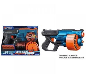Іграшковий Пістолет механічний з барабаном та м'якими набоями 24 штуки ВТ323