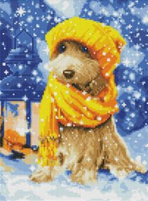 Алмазна мозаїка б/підрамн 30х40 АМС7770 Пухнастий друг з АВ стразами "Ідейка"