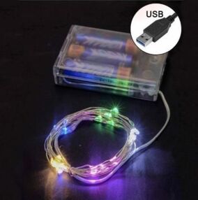 Електрогірлянда Роса 50 LED 5 м на батарейках + USB мульти колір 1977-01u