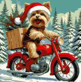 Розпис по номерах 30х30 ES-0889 Песик у шапці "Strateg"