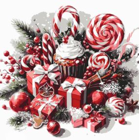 Розпис по номерах 30х30 ES-0890 Різдвяні солодощі "Strateg"