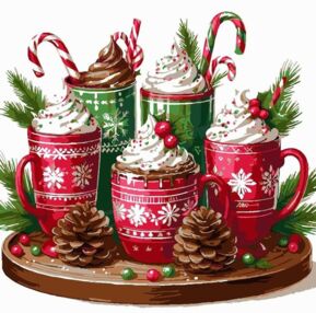 Розпис по номерах 30х30 ES-0891 Зимові горнятка "Strateg"