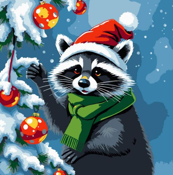 Розпис по номерах 30х30 ES-0898 Єнот прикрашає ялинку Strateg Ціна (цена) 160.99грн. | придбати  купити (купить) Розпис по номерах 30х30 ES-0898 Єнот прикрашає ялинку Strateg доставка по Украине, купить книгу, детские игрушки, компакт диски 0