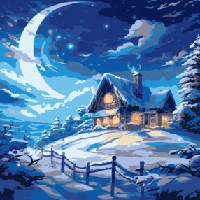 Розпис по номерах 30х30 ES-0900 Зимова хатинка "Strateg"