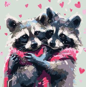 Розпис по номерах 30х30 SH3030-26 Обійми єнотів на чорному фоні "Strateg"