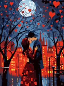 Розпис по номерах 30х40 FH-21 Поцілунок у місті на чорному фоні "Strateg"