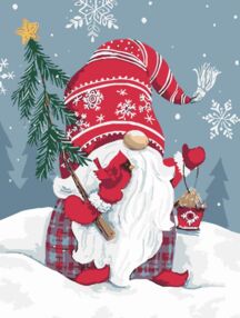 Розпис по номерах 30х40 SS1221 Гном із пташкою "Strateg"