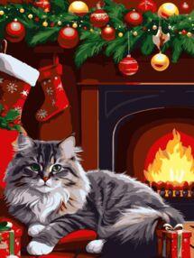 Розпис по номерах 30х40 SS1229 Різдвяний кіт "Strateg"