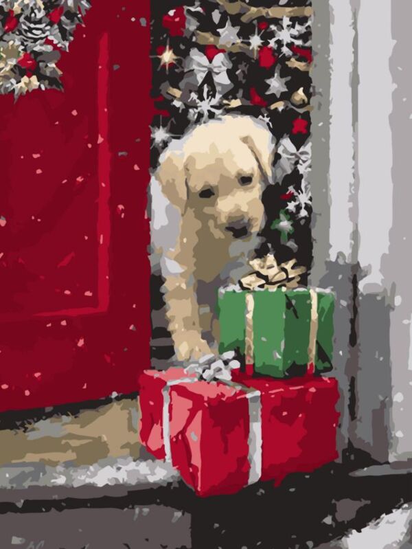 Розпис по номерах 30х40 SS1232 Песик із подарунками Strateg Ціна (цена) 169.34грн. | придбати  купити (купить) Розпис по номерах 30х40 SS1232 Песик із подарунками Strateg доставка по Украине, купить книгу, детские игрушки, компакт диски 0