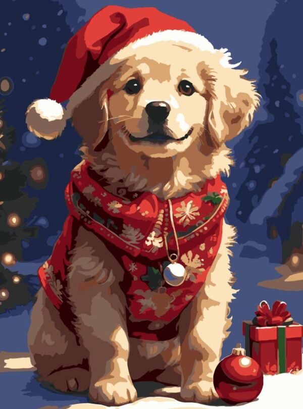 Розпис по номерах 30х40 SS1234 Новорічний пес Strateg Ціна (цена) 164.01грн. | придбати  купити (купить) Розпис по номерах 30х40 SS1234 Новорічний пес Strateg доставка по Украине, купить книгу, детские игрушки, компакт диски 0