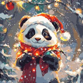 Розпис по номерах 40х40 FF-1002 Святкова панда "Strateg"